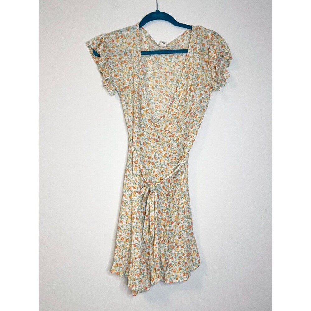 Billabong Floral Wrap Dress XS Cottagecore Ruffle Hem Mini Dress